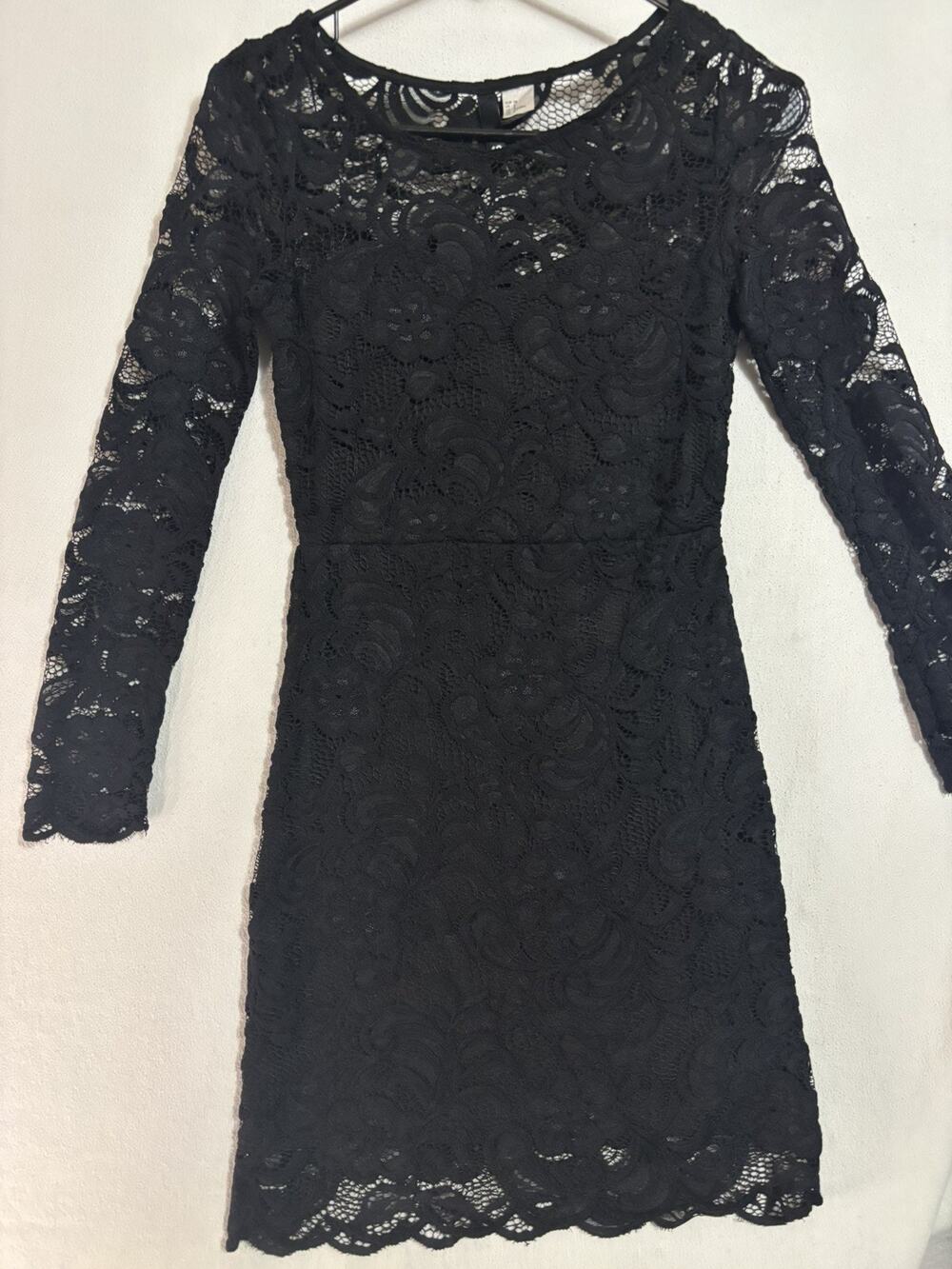 H&M Divided women's short black lace two layer dress US Size 8